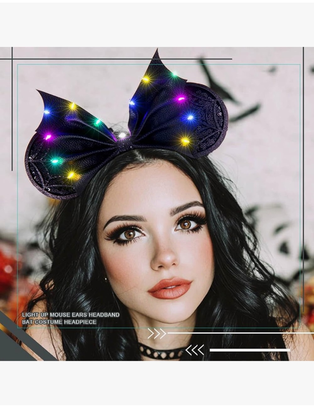 Light Up Mouse Ears Headbands Led Bat Hairbands - Picture 4 of 8